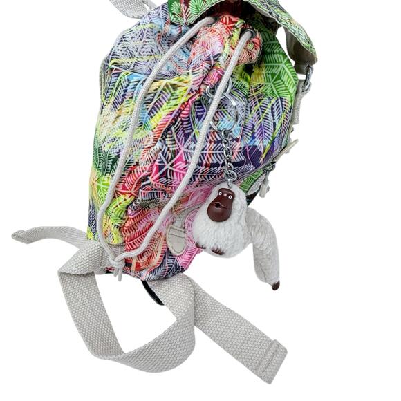 Kipling Pink Purple Green Mini Backpack With Monkey Hanging Bag Tag - Picture 10 of 14